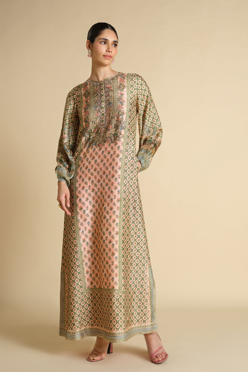 Rhiannon Gota Patti Silk Kaftan - Blush, Blush, image 1